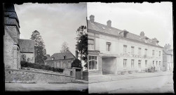 Maison bourgeoise et arrière de l'église de Ry (Seine-Maritime). Restaurant « Hôtel de Rouen » de Ry (Seine-Maritime).