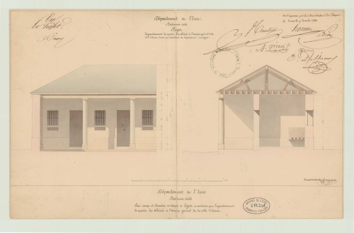Evreux _Hospice rue Saint-Louis. _ "Projet d'agrandissement du quartier des aliénés".