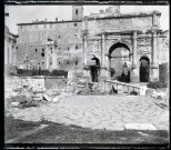 Arc de triomphe de Septimius Severus en l'honneur de la bataille remportée à Rome (Italie).