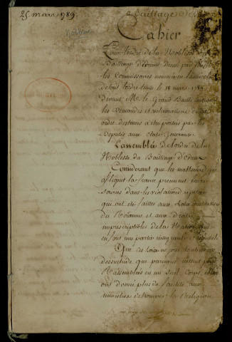Cahier général manuscrit, informe.