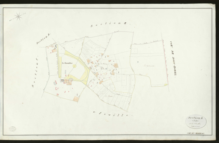 Chamblac (Le). Section A _ de l'église _ 1ère de 2 feuilles _ Echelle de 1 à 2500.