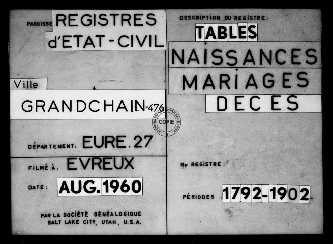 Tables (1792-1902)