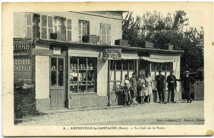 Amfreville-la-Campagne. Le Café de la Poste.