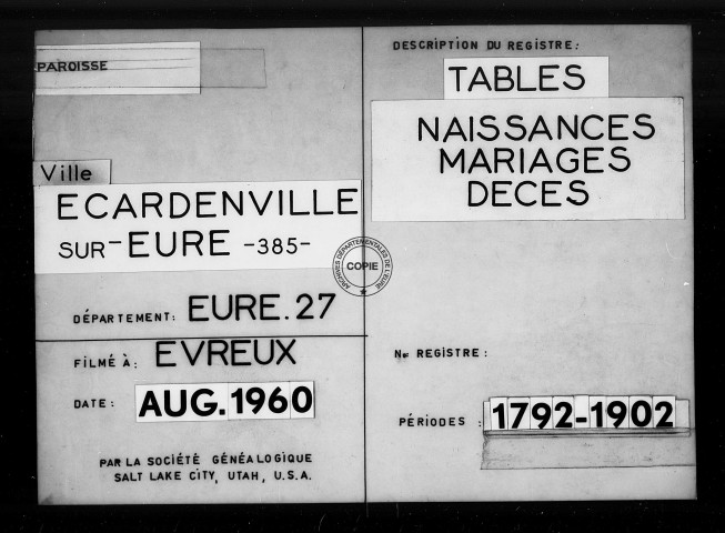 Tables (1792-1902)