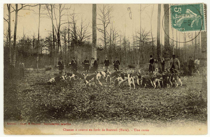 Breteuil-sur-Iton. Chasse à courre en forêt de Breteuil-Une Curée.