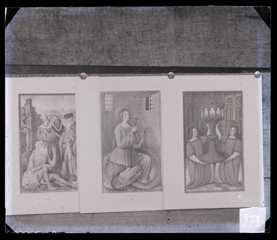 Église de Broglie (Eure), abside, fenêtre extérieure, dessin.