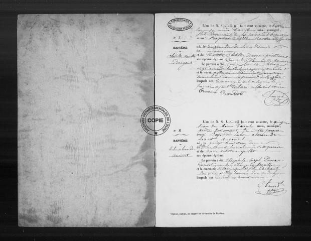 Naissances, Baptêmes, Inhumations. Registres de catholicité (1860-1902)