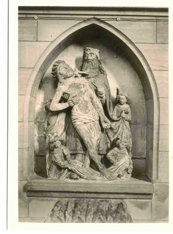 Groupe sculpté de la Trinité de l'église paroissiale Saint-André du Bec-Hellouin (Eure, France)