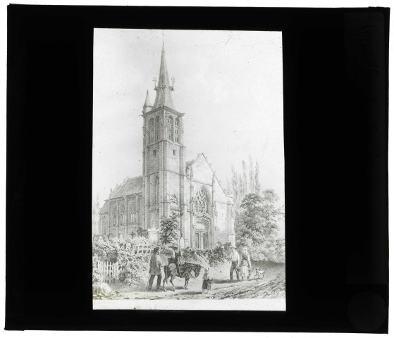 Église d'Appeville-Annebault (Eure), lithographie extraite de "La Normandie Illustrée".