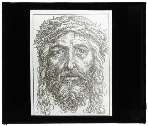 École d'Albert Dürer, tête de Christ (vers 1525) attribuée à Dürer.