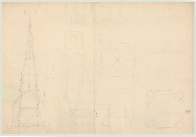 Evreux _Cathédrale. Projet de restauration de la flèche.