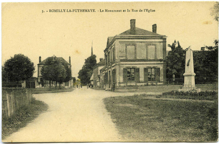 Romilly-la-Puthenaye. Le Monument et la Rue de L'Église.