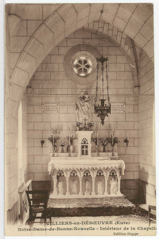 Villiers-en-Désoeuvre. Notre-Dame-de-Bonne-Nouvelle - Intérieur de la Chapelle.