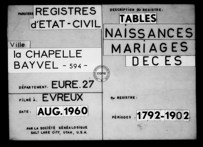 Tables (1792-1902)
