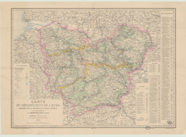 Carte du département de l'Eure … sous Beverini-Vico, préfet