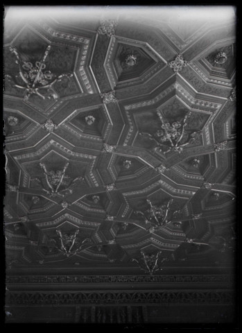 Plafond à caissons du palais de justice de Rouen (Seine-Maritime).