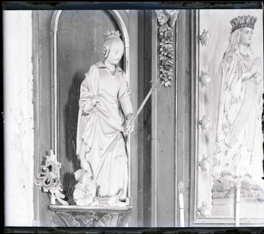 Statue d'une sainte de l'église Saint-Hilaire de Nogent-le-Sec (Eure).