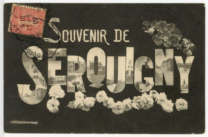 Serquigny. Carte souvenir.