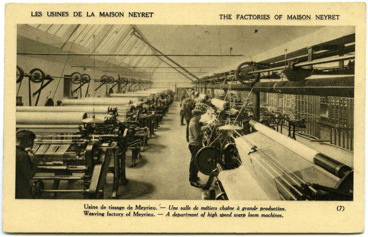 Fleury-sur-Andelle. Les Usines de la Maison Neyret. - Usine de tissage de Meyrieu. - Une salle de métiers chaîne à grande production.
