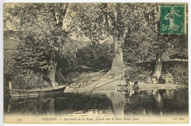 Vernon-Ville. Les bords de la Seine, Lavoir sur le bras Saint-Jean.