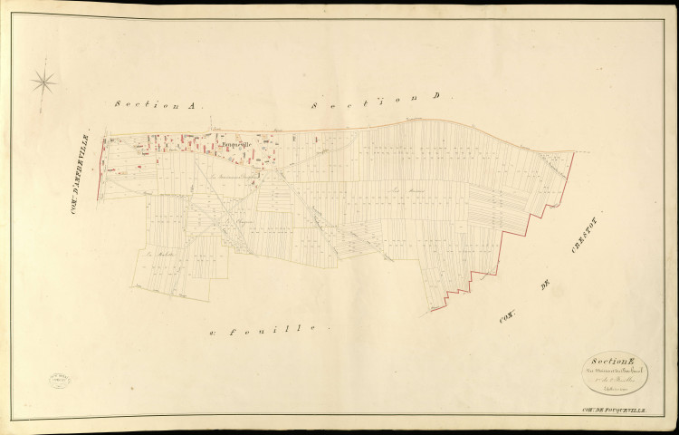 Fouqueville. Section E _ des Moisies et du Bosc harel _ 1re de 2 Feuilles