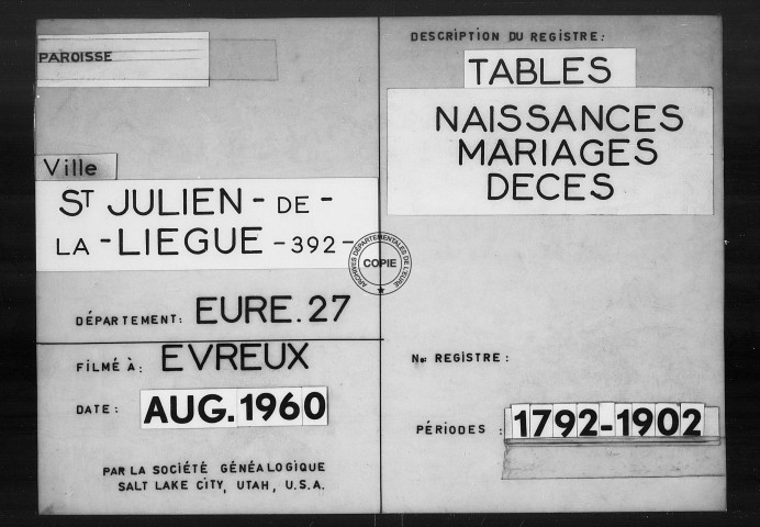 Tables (1792-1902)