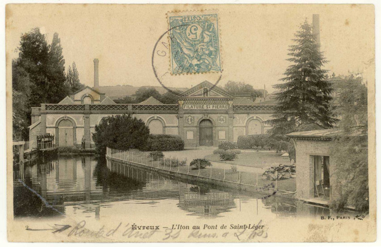 Evreux-Ville. Filature Saint-Pierre - L'Iton au Pont de Saint-Léger.