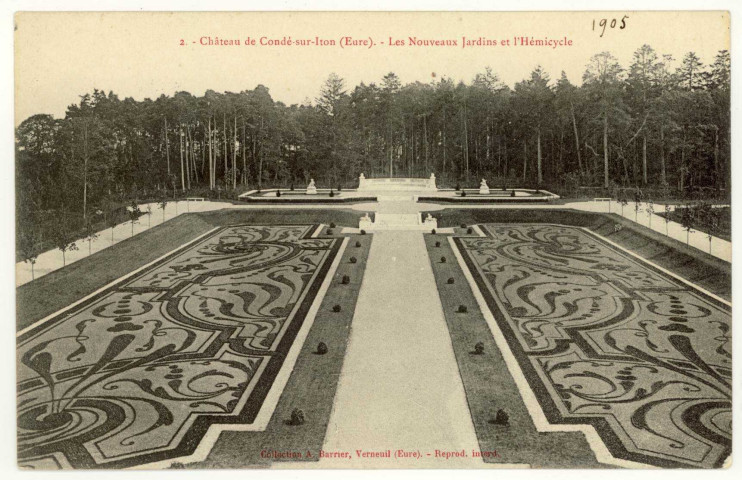 Condé-sur-Iton. Château de Condé-sur-Iton- Les Nouveaux Jardins de l'Hémicycle.