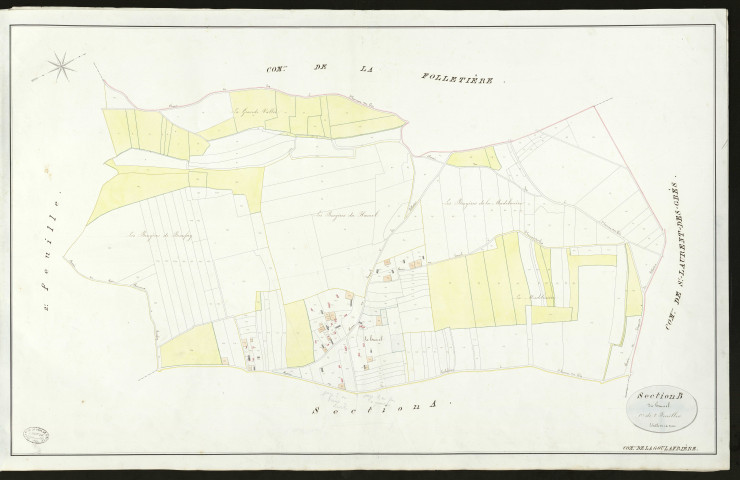 Goulafrière (La). Section B _ du hamel _ 1ère de 2 feuilles _ Echelle de 1 à 2500