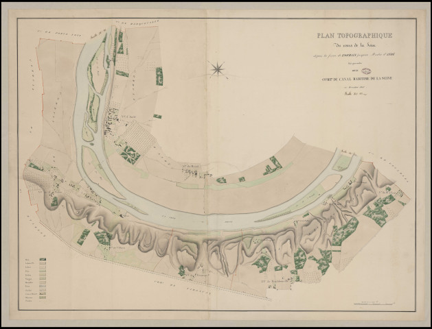 Cours de la Seine Du Hameau de L'Ormais à Andé - "Plan topographique du cours de la Seine de la ferme de l'Ormais jusqu'au moulin d'Andé. Feuille n° 22".