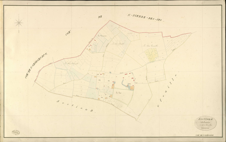 Saint-Grégoire-du-Vièvre. Section A _ de la hupinière _ 1re de 3 Feuilles