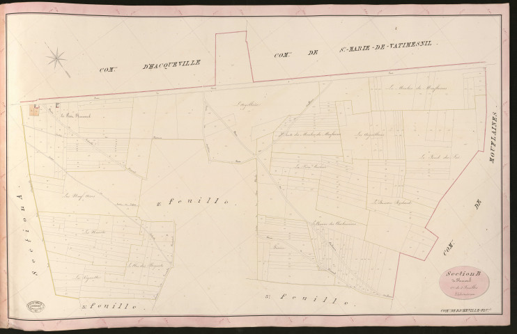 Richeville. Section B _ de Flumesnil _ 1re de 3 Feuilles