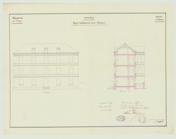 Evreux _Séminaire Saint-Taurin. _ "Séminaire. Projet d'établissement d'une infirmerie" .