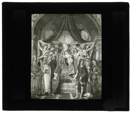 Musée de Florence (Italie), tableau de Botticelli représentant une Vierge à l'enfant et ses saints.