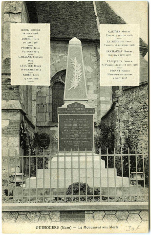 Guiseniers. Le Monument aux Morts.