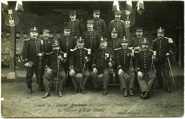 Ecos. Comité de l'Union Amicale des Sapeurs-Pompiers du Canton d'Ecos (1909).