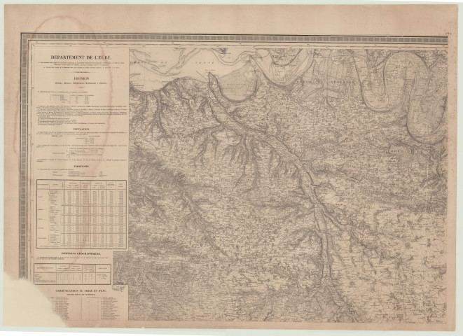 Département de l'Eure. Extrait de la carte topographique de la France levée par les officciers d'état major.