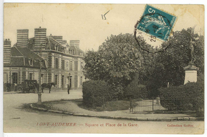 Pont-Audemer. Square et Place de la Gare.