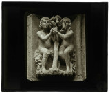 Cathédrale Notre-Dame de Reims (Marne), Adam et Ève, claveau d'une voussure de la rose du transept nord.