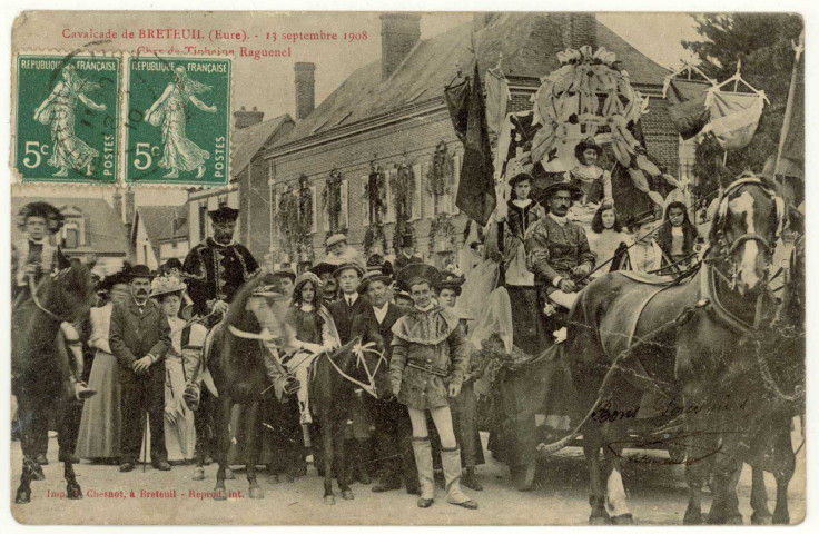 Breteuil-sur-Iton. 13 septembre 1908-Char de Tibère Raguenel.