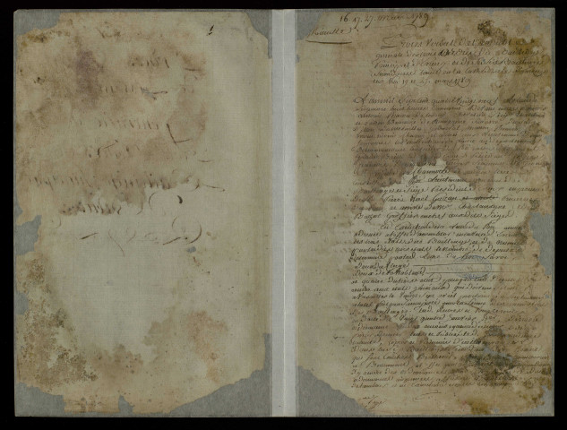 Procès-verbal manuscrit (incomplet) de l'assemblée générale (16, 17 et 27 mars 1789).