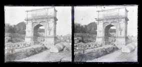 Arc de triomphe de Septimius Severus en l'honneur de la bataille remportée à Rome (Italie).