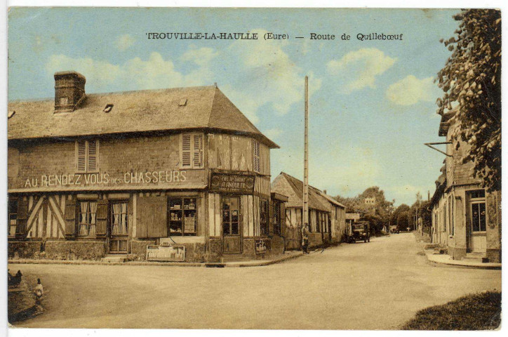 Trouville-la-Haule. Route de Quilleboeuf au rendez-vous des chasseurs.