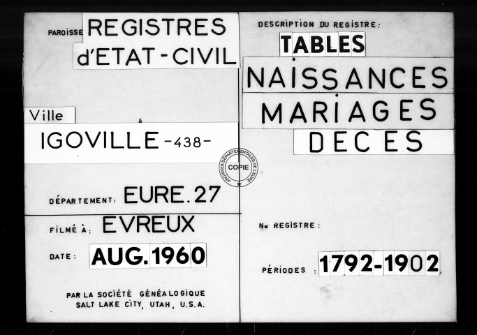 Tables (1792-1902)