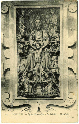 Conches-en-Ouche. Eglise Sainte-Foy "La Trinité", Bas-relief.
