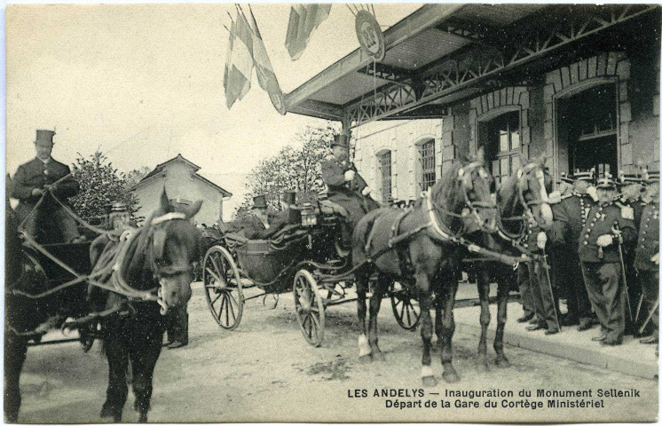 Andelys (Les). Inauguration du Monument Sellenik - Départ de la Gare du Cortège Ministèriel.
