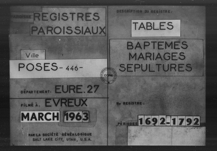 Tables (1692-1792)