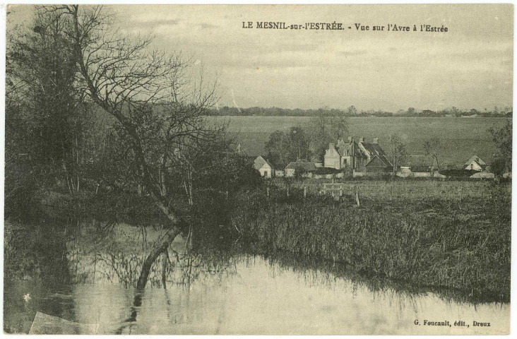 Mesnil-sur-l'Estrée (Le). Vue sur l'Avre à l'Estrée.