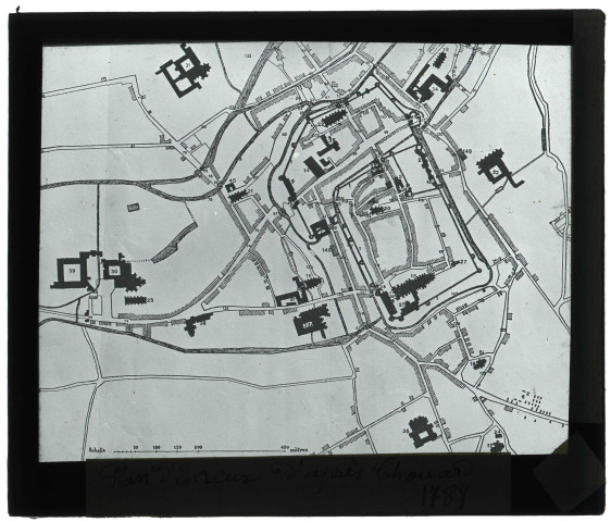 Plan d'Évreux (Eure) d'après Chouard vers 1789.