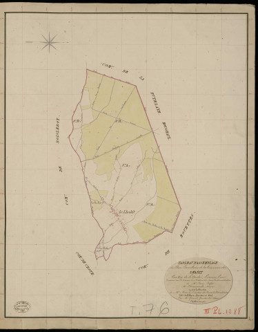 Habit (L'). Tableau d'assemblage _ du Plan Parcellaire de la Commune du Lhabit _ Canton de Saint André - Evreux - Eure. _ Terminé sur le Terrain le 11 Octobre 1837, sous l'administration de M. Passy, Préfet _ M. L'Hermeroult, Maire _ et sous la Direction de M. Marel, Directeur des Contributions directes _ M. Le Fébure, Géomètre en Chef. _ Par M. Girard, Géomètre de 1re classe.
